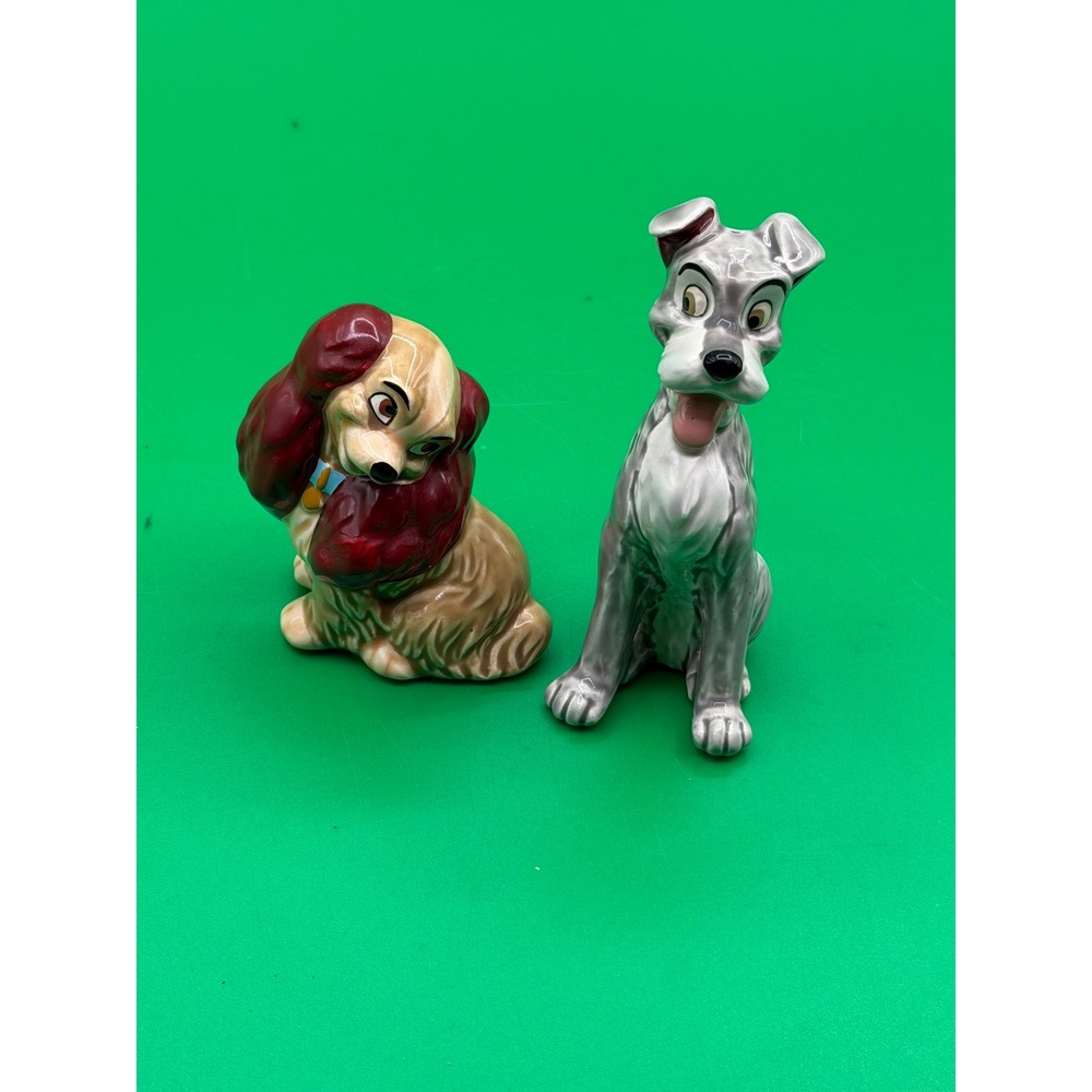 NE Disney Lady and the Tramp Ceramic Salt and Pepper Shaker Set VTG!